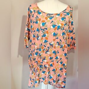 LuLaRoe Disney's Donald Duck Printed Bright Pink Tunic Size Medium